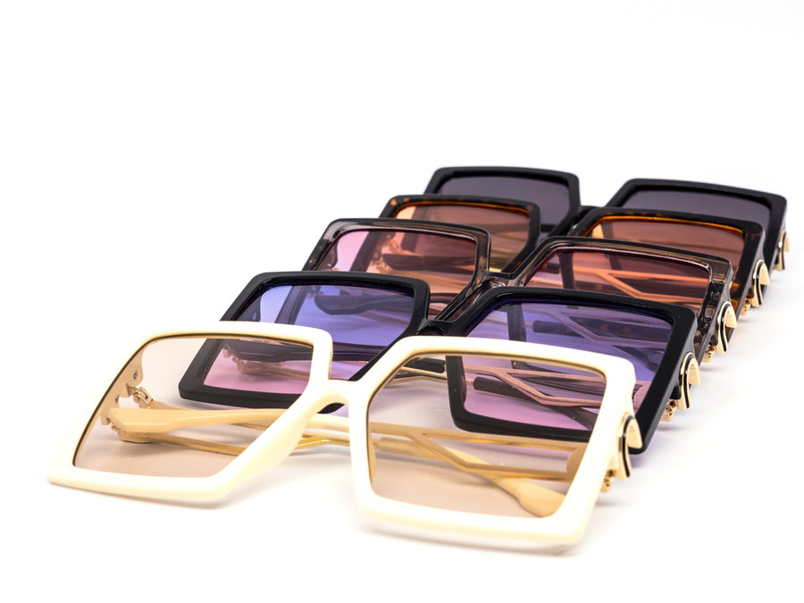 12 Pack: Oversized Modern Square Gradient Wholesale Sunglasses