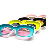 12 Pack: Unique Concave Inner Lens Rectangular Wholesale Sunglasses