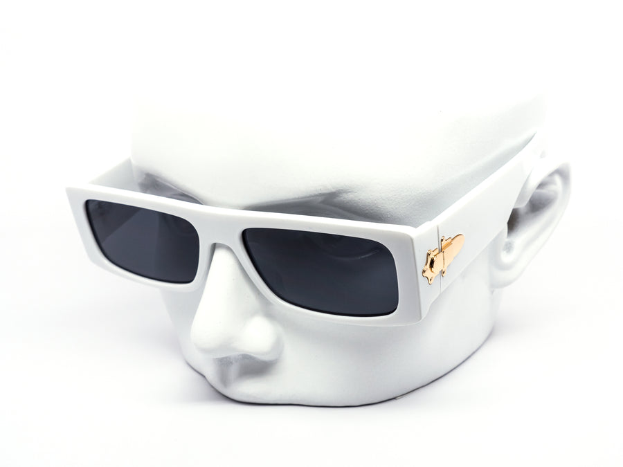 12 Pack: Chic Rectangular Chunky Gold Accent Wholesale Sunglasses