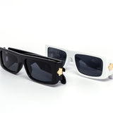 12 Pack: Chic Rectangular Chunky Gold Accent Wholesale Sunglasses