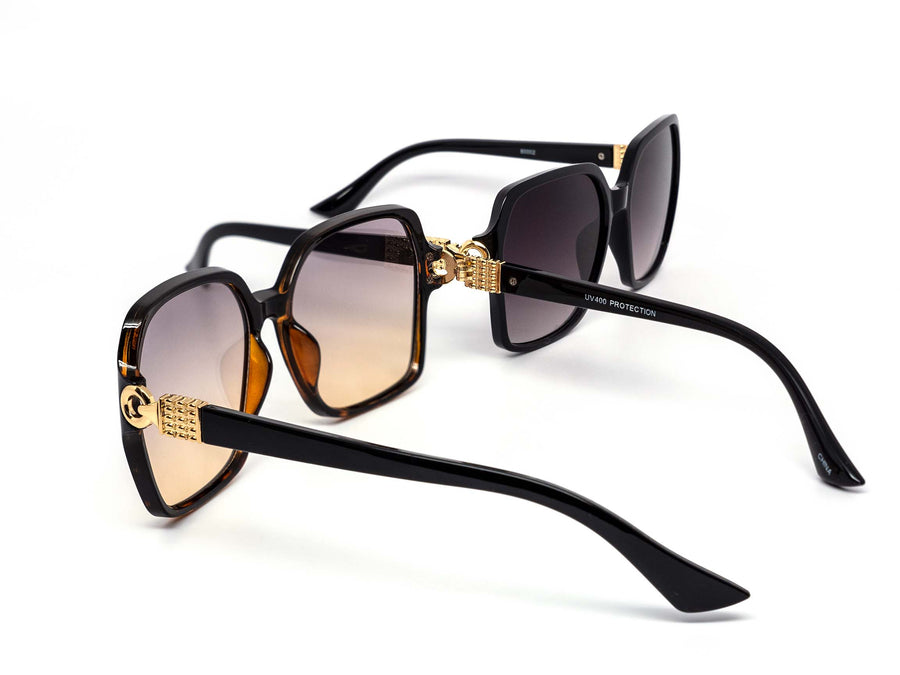 12 Pack: Classy Oversized Gold Ring Accent Wholesale Sunglasses