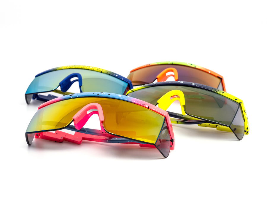 12 Pack: Lightning Sports Shield Splatter Wholesale Sunglasses