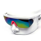 12 Pack: Flat-top Sports Shield Retro Splash Wholesale Sunglasses