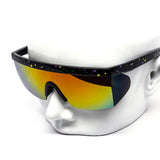 12 Pack: Flat-top Sports Shield Retro Splash Wholesale Sunglasses