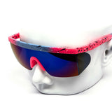 12 Pack: Flat-top Sports Shield Retro Splash Wholesale Sunglasses