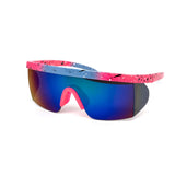12 Pack: Flat-top Sports Shield Retro Splash Wholesale Sunglasses