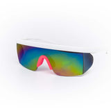 12 Pack: Flat-top Sports Shield Retro Splash Wholesale Sunglasses