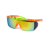12 Pack: Flat-top Sports Shield Retro Splash Wholesale Sunglasses