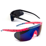 12 Pack: Flat-top Sports Shield Retro Splash Wholesale Sunglasses