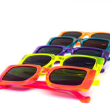12 Pack: Trendy Minimalist Neon Square Wholesale Sunglasses