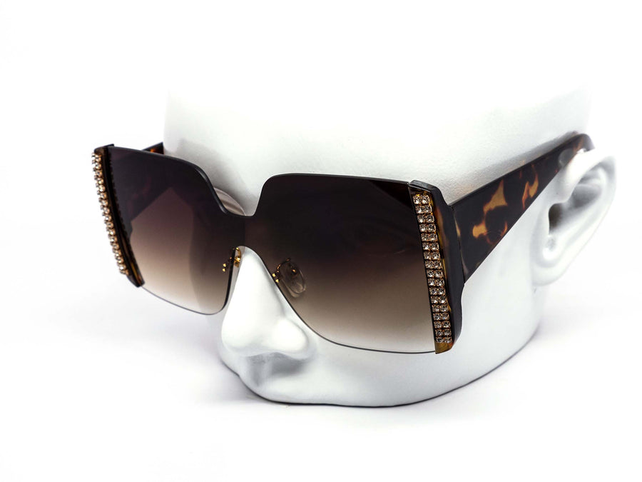 12 Pack: Rhinestone Mono Blade Wholesale Sunglasses
