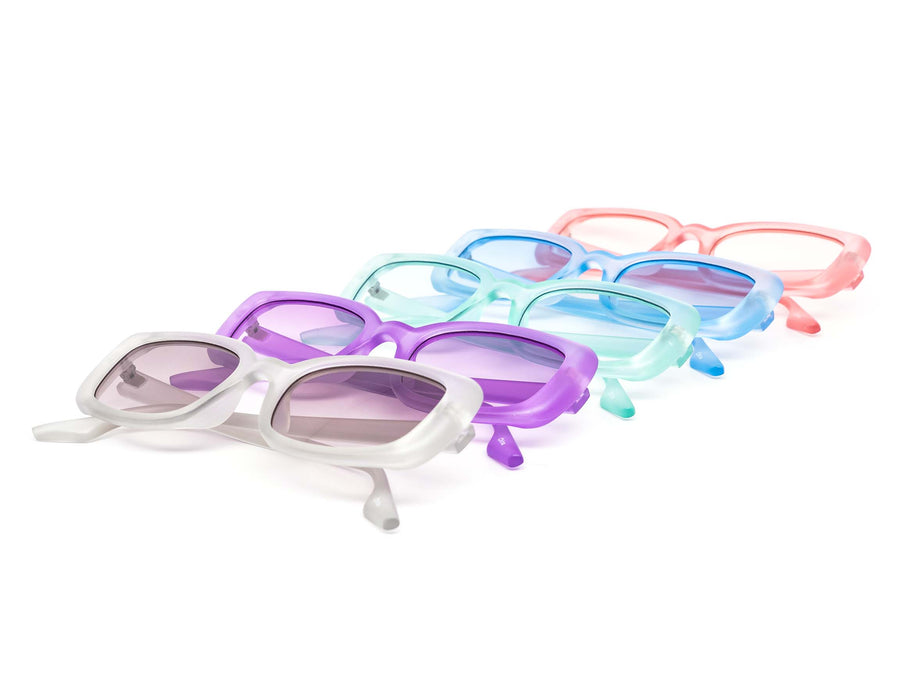 12 Pack: Pastel Matte Square Chunky Color Wholesale Sunglasses