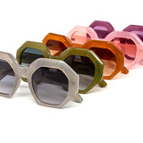 12 Pack: Chunky Jackie Hexagon 60s Color Gradient Wholesale Sunglasses