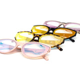 12 Pack: Chic Retro Oval Gold Ring Iridescent Wholesale Sunglasses