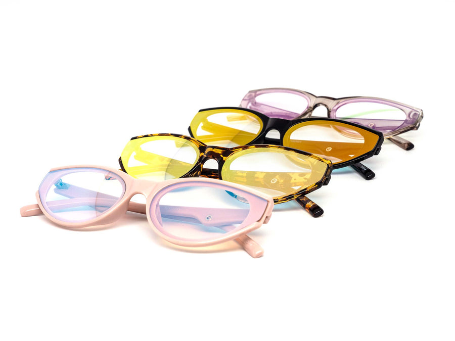 12 Pack: Chic Retro Oval Gold Ring Iridescent Wholesale Sunglasses