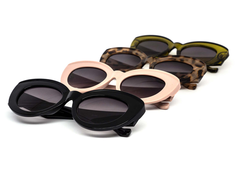 12 Pack: Chunky Bubble Cateye Gradient Wholesale Sunglasses