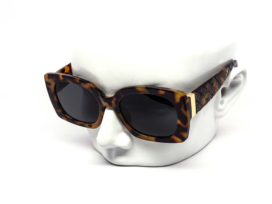 12 Pack: Chunky Square Fashion Cross-Hatched Gold Accent Wholesale Sunglasses