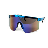 12 Pack: Splatter Oversized Sports Shield Burnt Mirror Wholesale Sunglasses