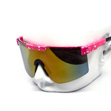 12 Pack: Splatter Oversized Sports Shield Burnt Mirror Wholesale Sunglasses