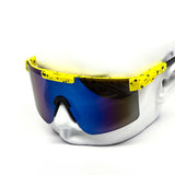 12 Pack: Splatter Oversized Sports Shield Burnt Mirror Wholesale Sunglasses
