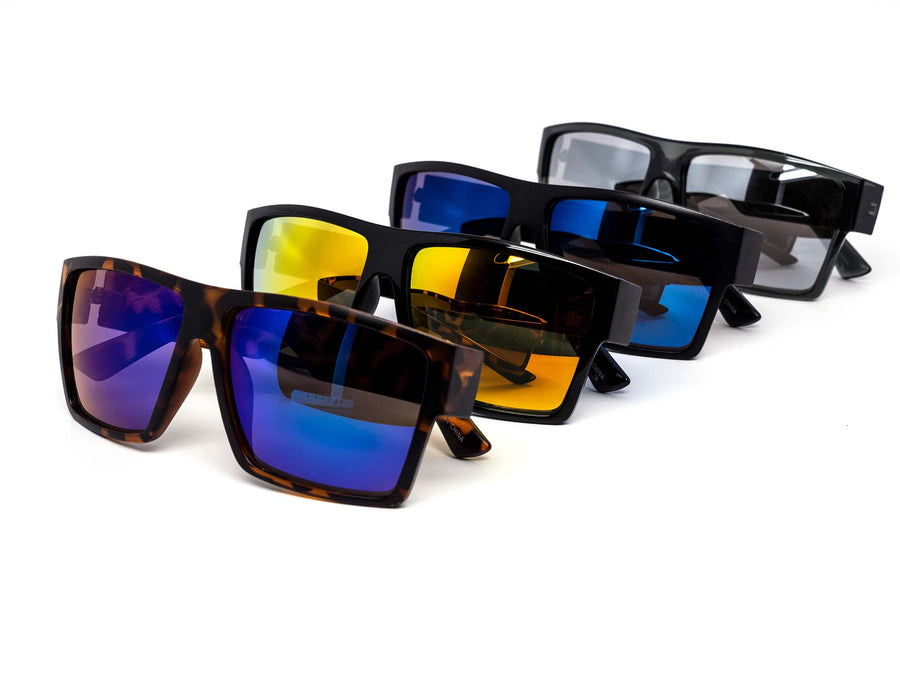 12 Pack: Addict Oversized Chunky Flat Mirror Wholesale Sunglasses