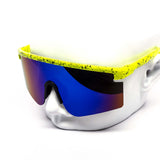 12 Pack: Oversized Sport Splatter Burnt Mirror Wholesale Sunglasses