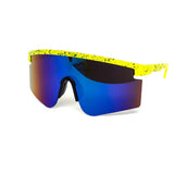 12 Pack: Oversized Sport Splatter Burnt Mirror Wholesale Sunglasses