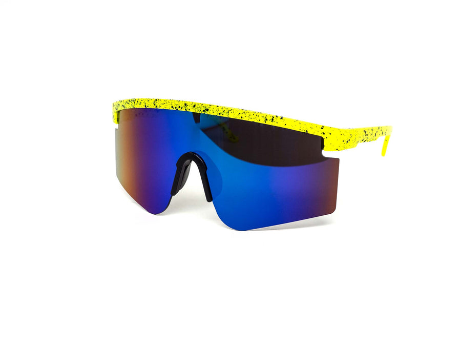 12 Pack: Oversized Sport Splatter Burnt Mirror Wholesale Sunglasses