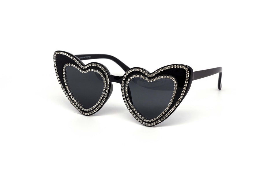12 Pack: Twice Rhinestone Heart Wholesale Sunglasses