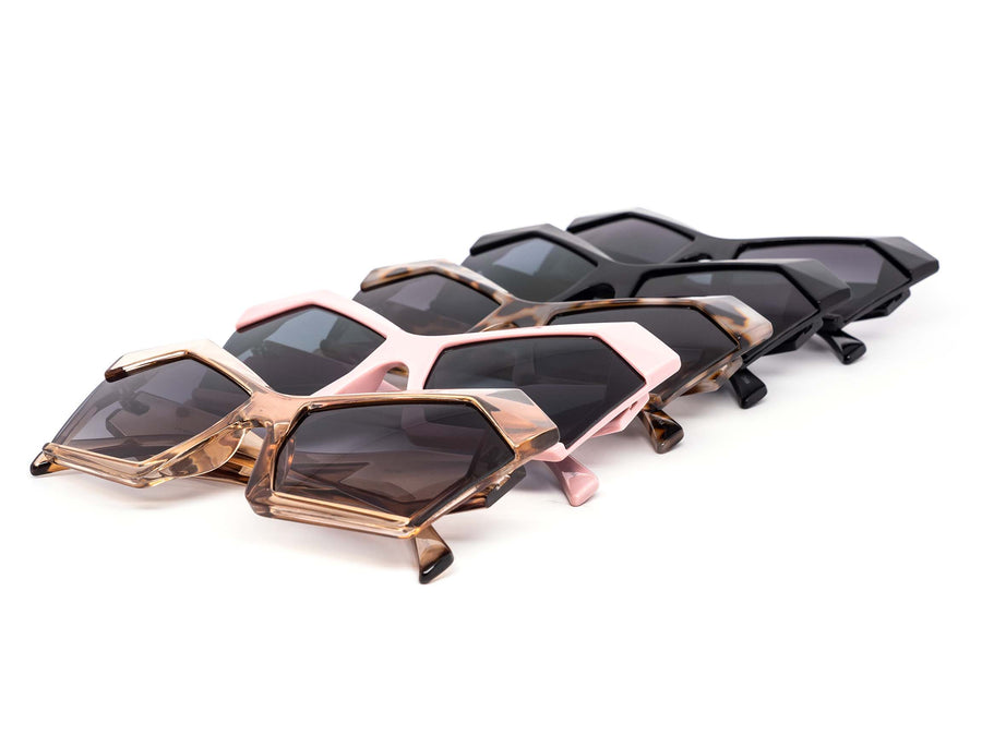 12 Pack: Unique Royale Grin Angular Edge Gradient Wholesale Sunglasses