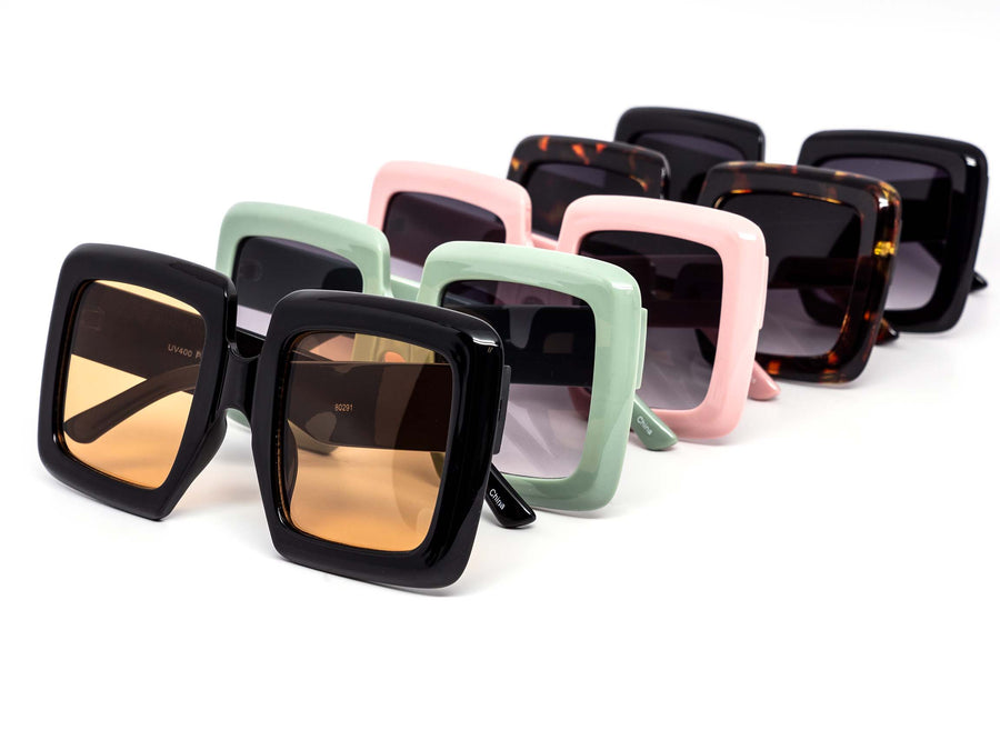 12 Pack: Oversized Square Edna Chunky Wholesale Sunglasses