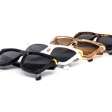 12 Pack: Chic Square Chunky Gold Accent Wholesale Sunglasses