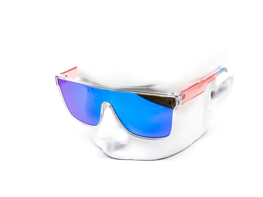 12 Pack: Oversized One-Piece Gradient Crystal Reflective Mirror Wholesale Sunglasses