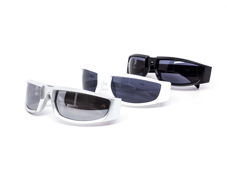 12 Pack: Square Grim Flat-top Wraparound Assorted Wholesale Sunglasses