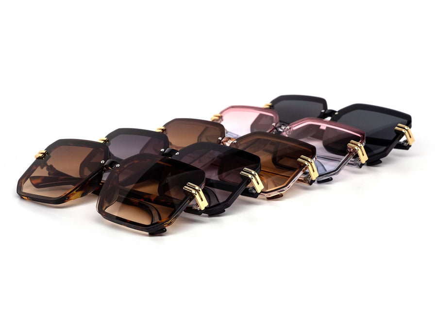 12 Pack: Oversized Rimless Modern Square Gradient Wholesale Sunglasses
