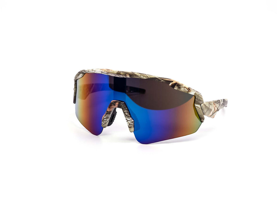12 Pack: Huntsman Sports Shield Burnt Mirror Wholesale Sunglasses