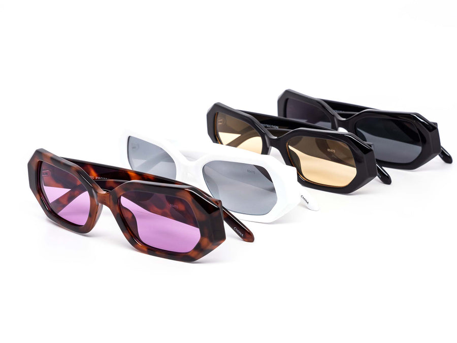 12 Pack: Chunky Italic Jackie Hexagon Wholesale Sunglasses
