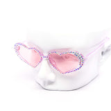 12 Pack: Ice Drip Crystal Color Heart Wholesale Sunglasses