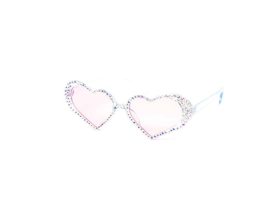 12 Pack: Ice Drip Crystal Color Heart Wholesale Sunglasses