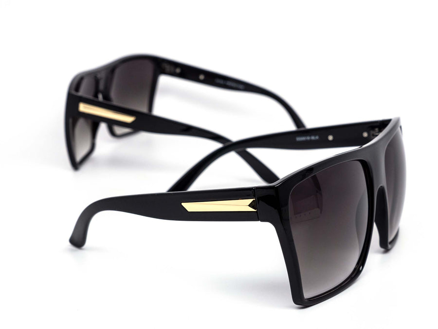 12 Pack: Oversized Square Blackout Gold Bar Wholesale Sunglasses