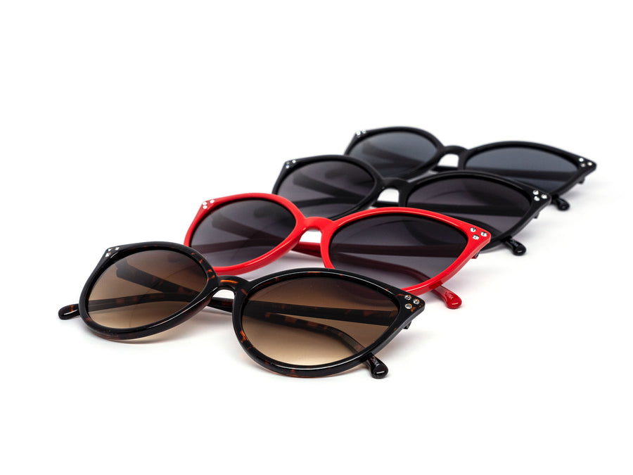 12 Pack: MVL Rhinestone Cateye Gradient Wholesale Sunglasses