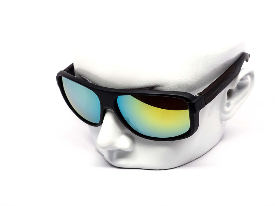 12 Pack: Active Sports Matte Black Mirror Thick Wholesale Sunglasses