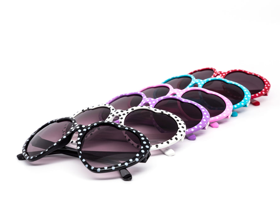 12 Pack: Kids Cute Dotty Hearty Wholesale Sunglasses