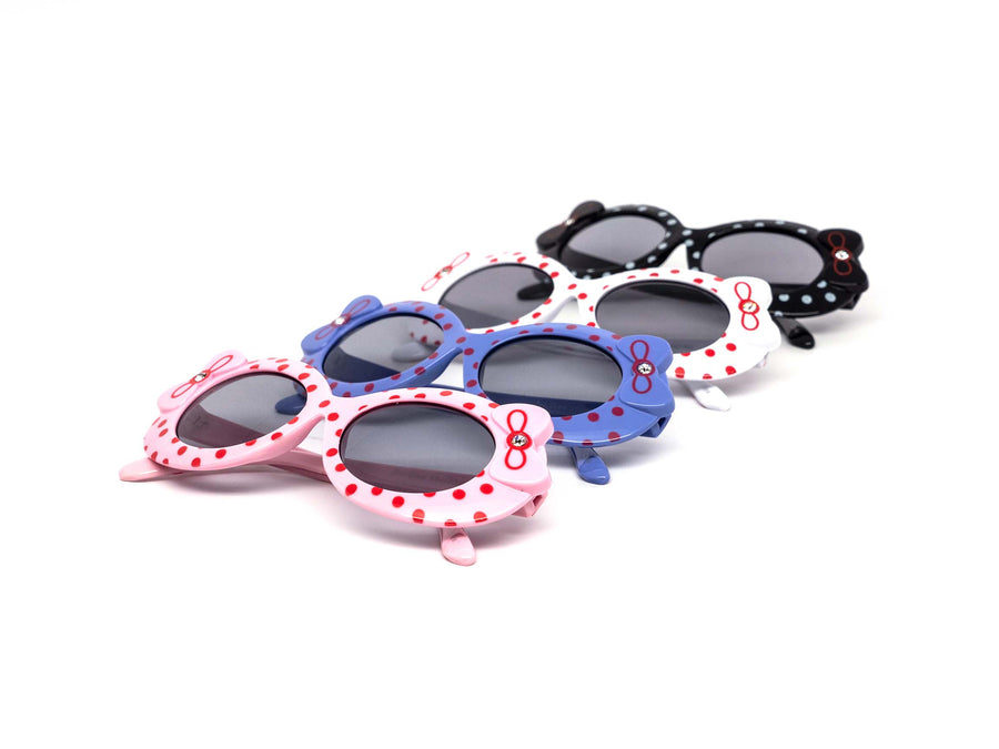12 Pack: Kids Polkadot Double Ribbon Wholesale Sunglasses