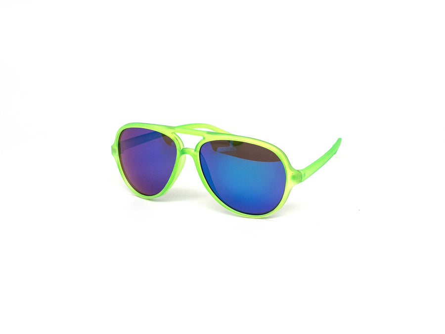12 Pack: Kids Frosty Neon Mirror Aviator Wholesale Sunglasses