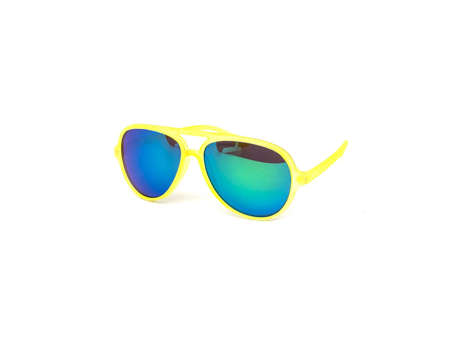 12 Pack: Kids Frosty Neon Mirror Aviator Wholesale Sunglasses