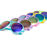 12 Pack: Kids Frosty Neon Mirror Aviator Wholesale Sunglasses