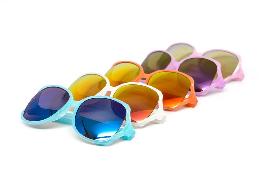 12 Pack: Kids Classy Pastel Color Mirror Wholesale Sunglasses