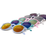 12 Pack: Kids Minimalist Frosty Round Color Mirror Wholesale Sunglasses