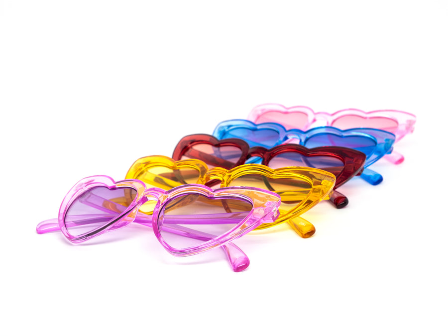 12 Pack: Kids Heart Color Acrylic Wholesale Sunglasses